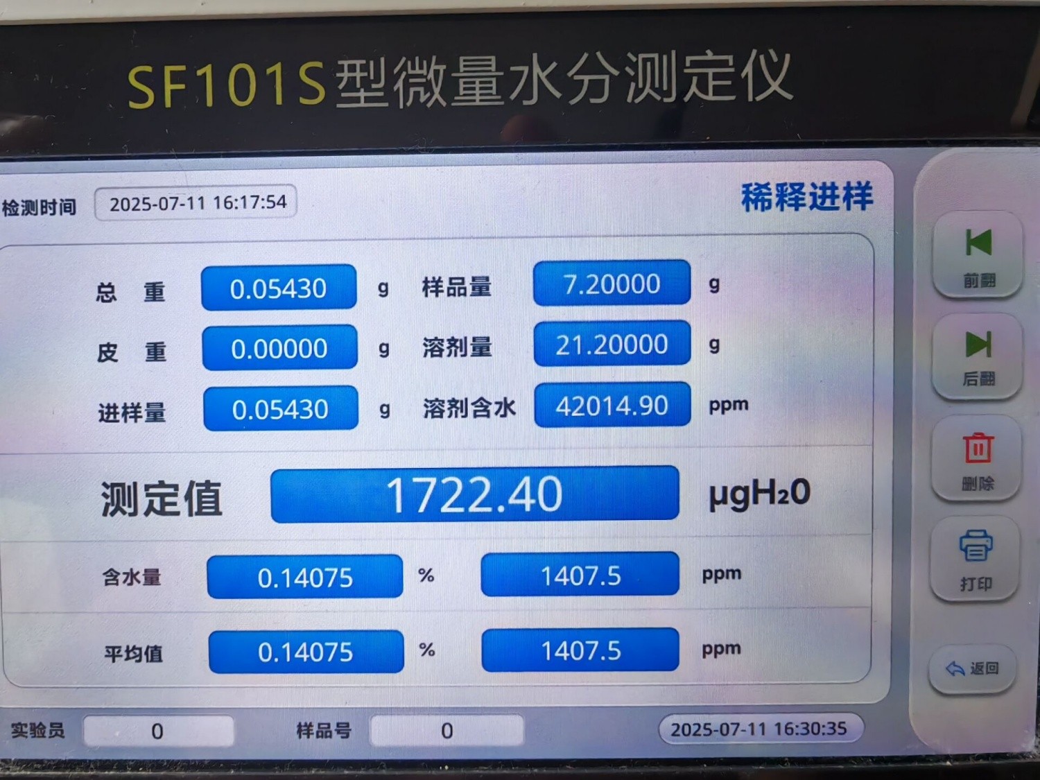 全自動微量水分測定儀SF101S